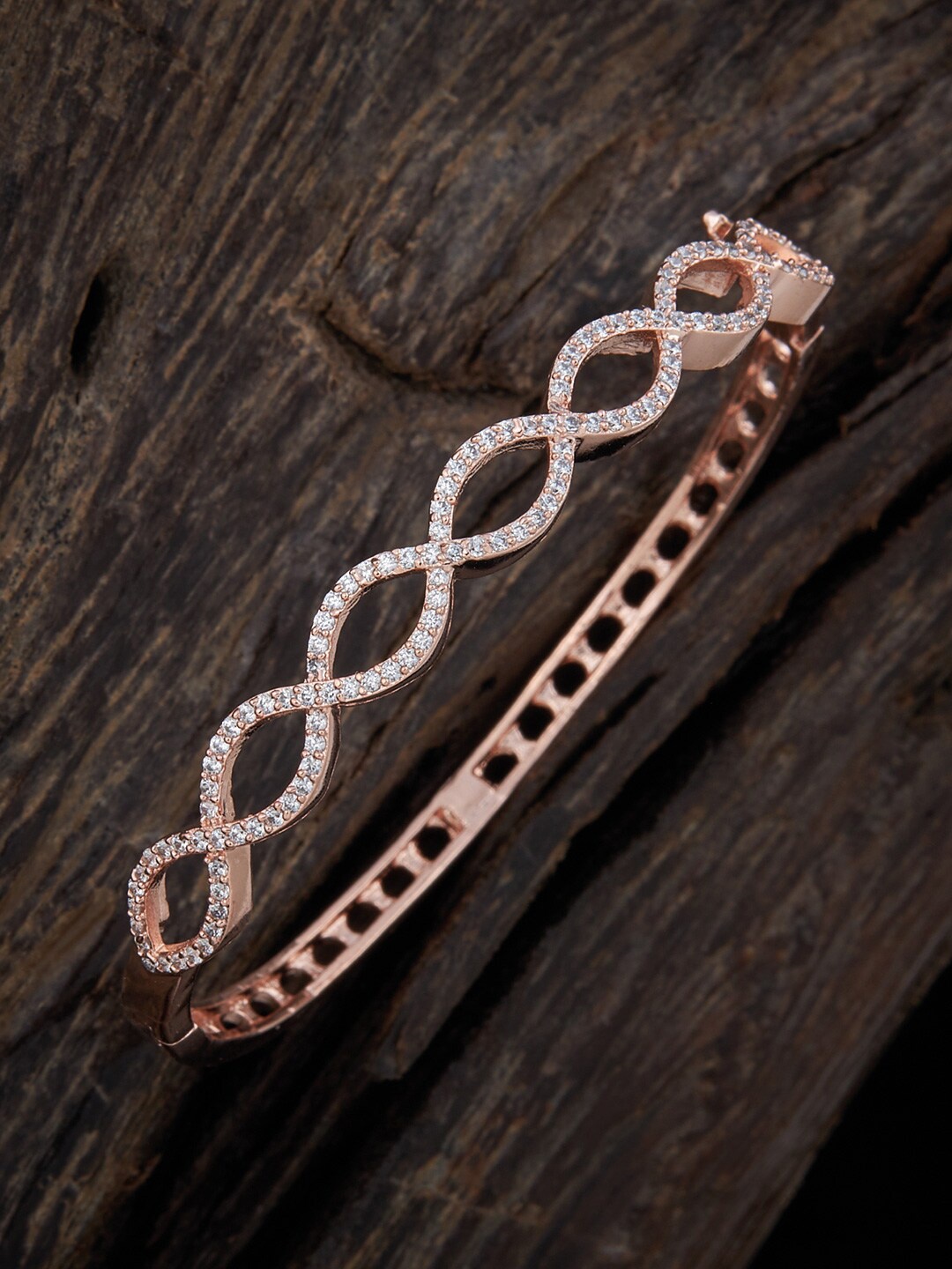 

Kushal's Fashion Jewellery Cubic Zirconia Antique Rose Gold-Plated Bangle-Style Bracelet