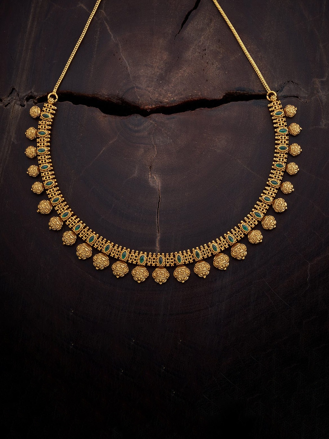 

Kushal's Fashion Jewellery Gold-Plated Stones Studded Necklace, Green