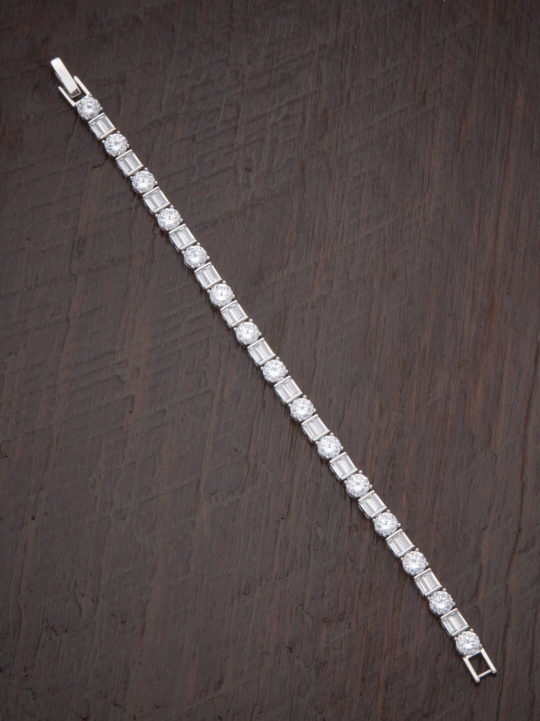 

Kushal's Fashion Jewellery Rhodium-Plated Cubic Zirconia Link Bracelet, Silver
