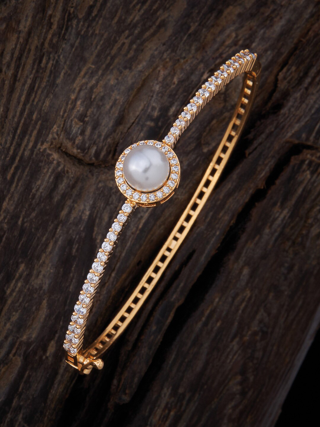 

Kushal's Fashion Jewellery Women Gold-Plated Kada Bracelet, White