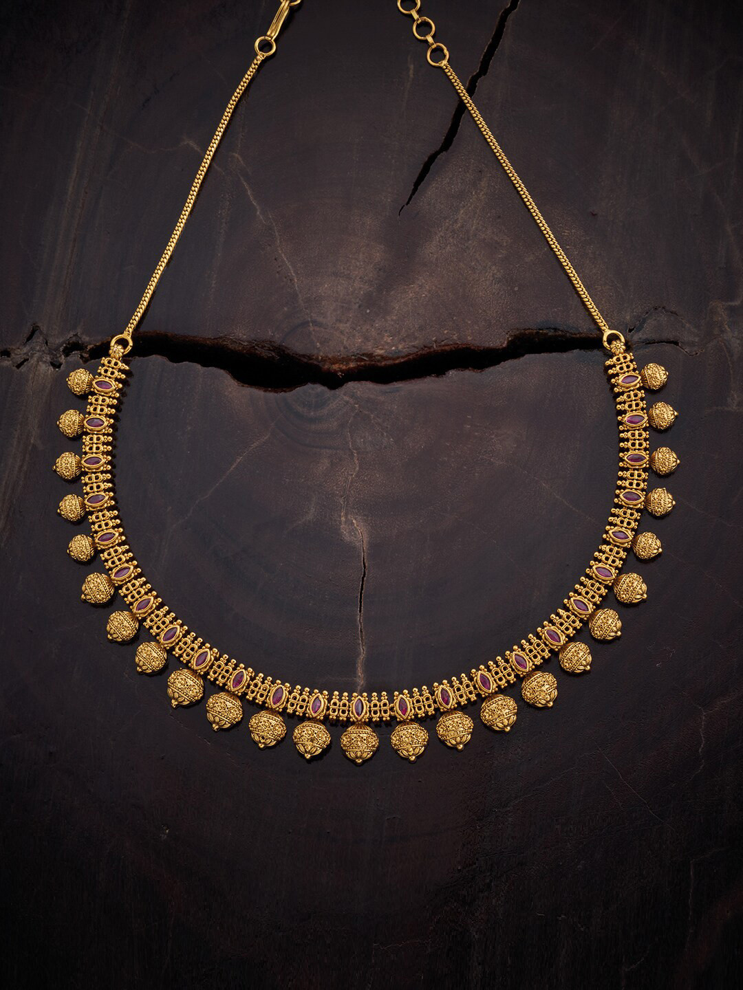

Kushal's Fashion Jewellery Gold-Plated Stone Studded Necklace, Red