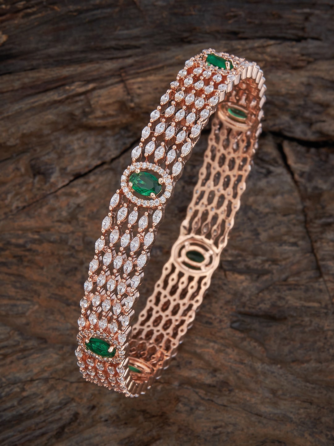 

Kushal's Fashion Jewellery Rose Gold-Plated CZ-Studded Bangle