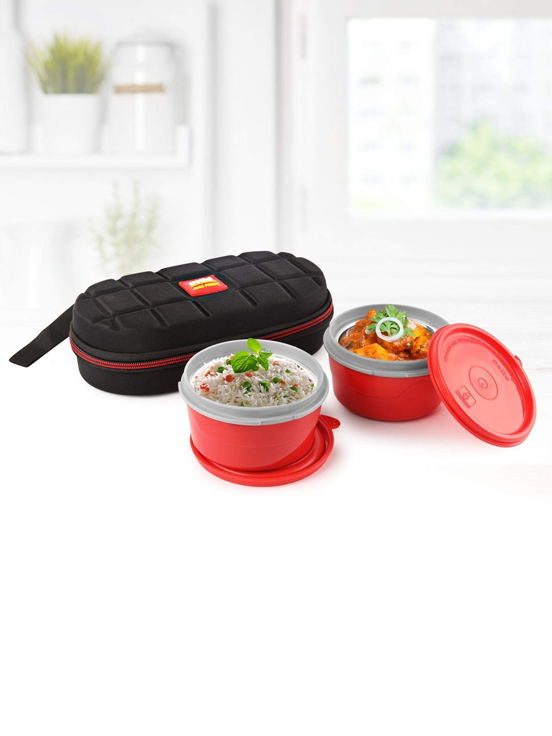 

Cello Mf Micro Set of 2 Red Inner Stainless Steel Lunch Box with Cover