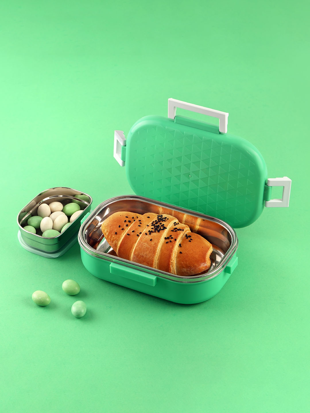 

Cello Altro Neo Green 2 Pieces Stainless Steel Lunch Box 700 ml & 250 ml