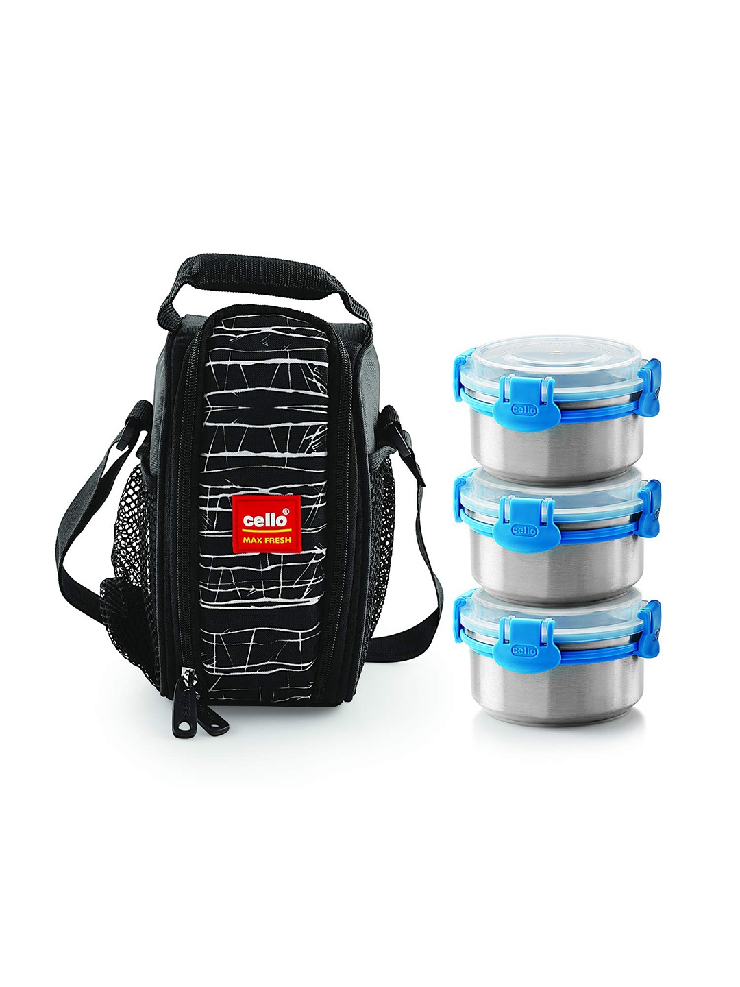 

Cello Mf Estella Set of 3 Black Stainless Steel Lunch Box with Jacket-300ml Each