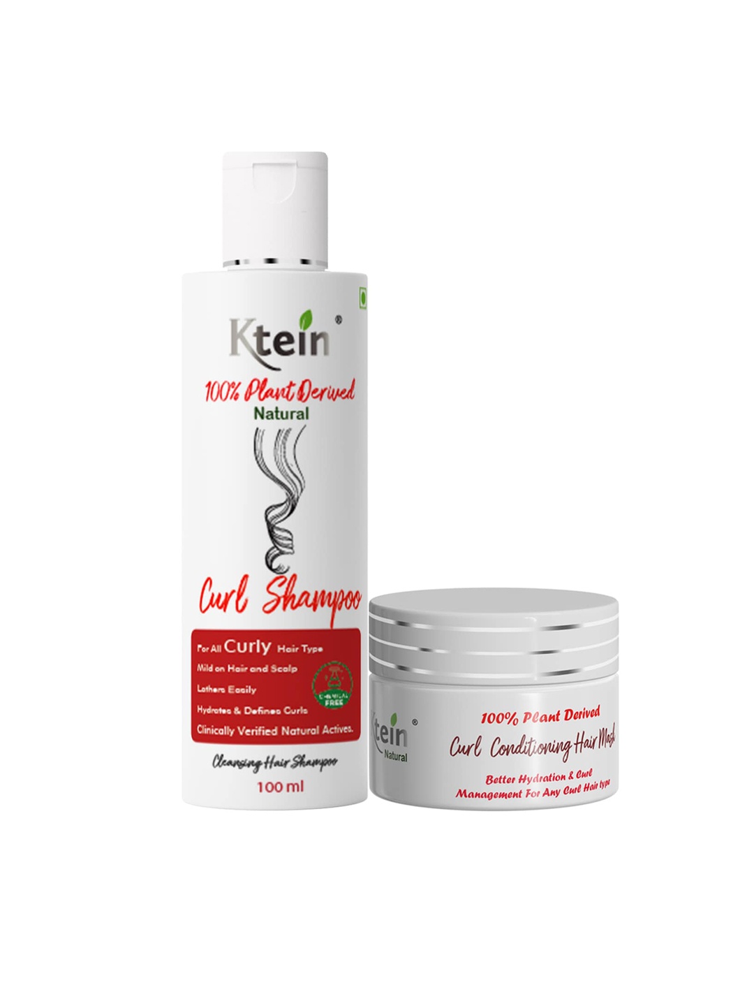 

Ktein Plant Derived Curl Shampoo and Conditioner Combo 100ml, White