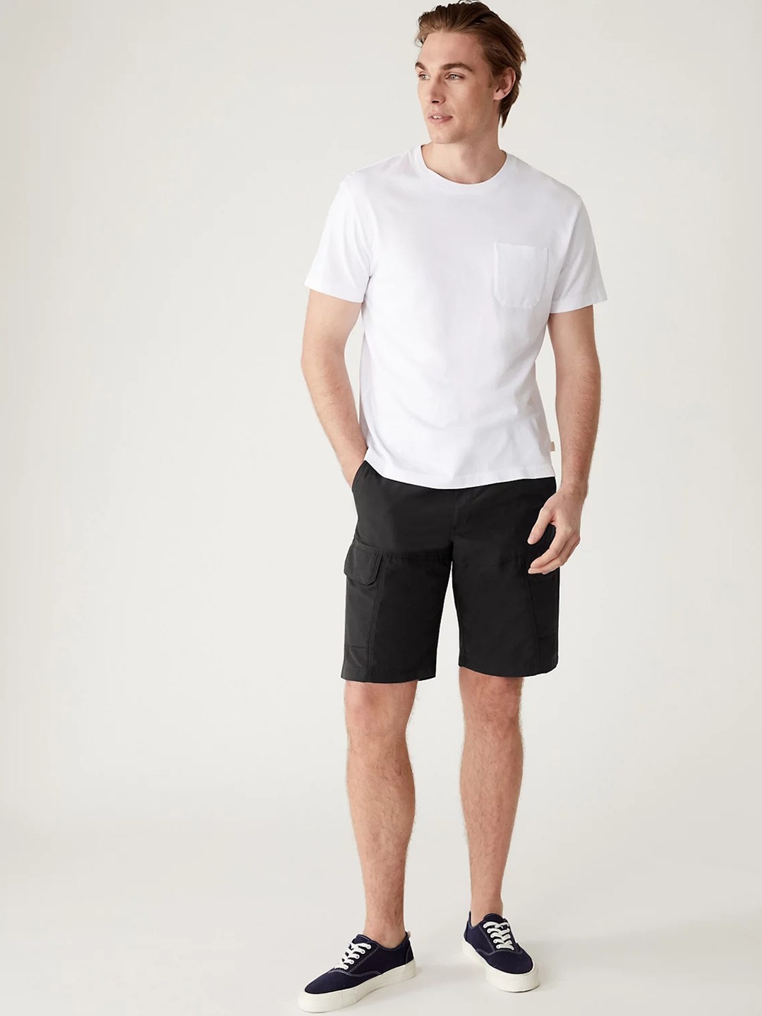 

Marks & Spencer Men Checked Cargo Shorts, Grey