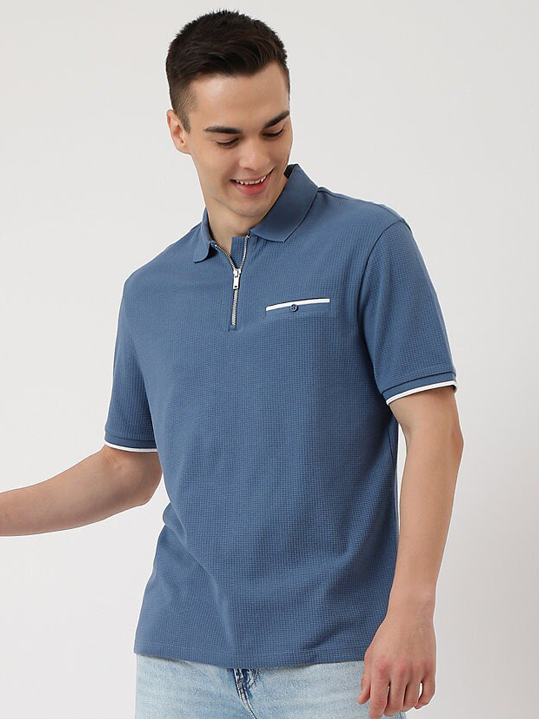 

Marks & Spencer Polo Collar Pure Cotton T-Shirt, Blue
