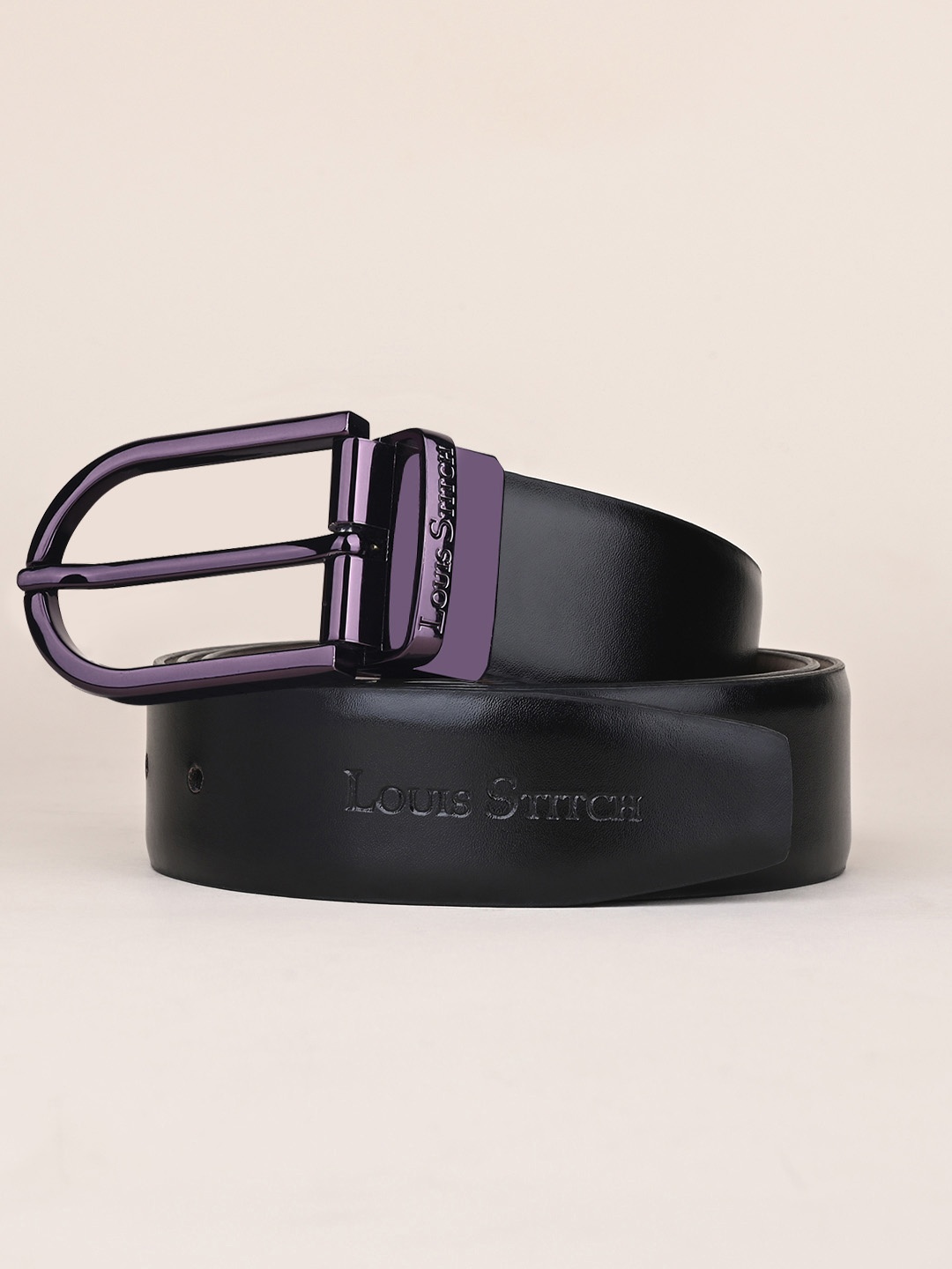 

LOUIS STITCH Men Reversible Leather Formal Belt, Black
