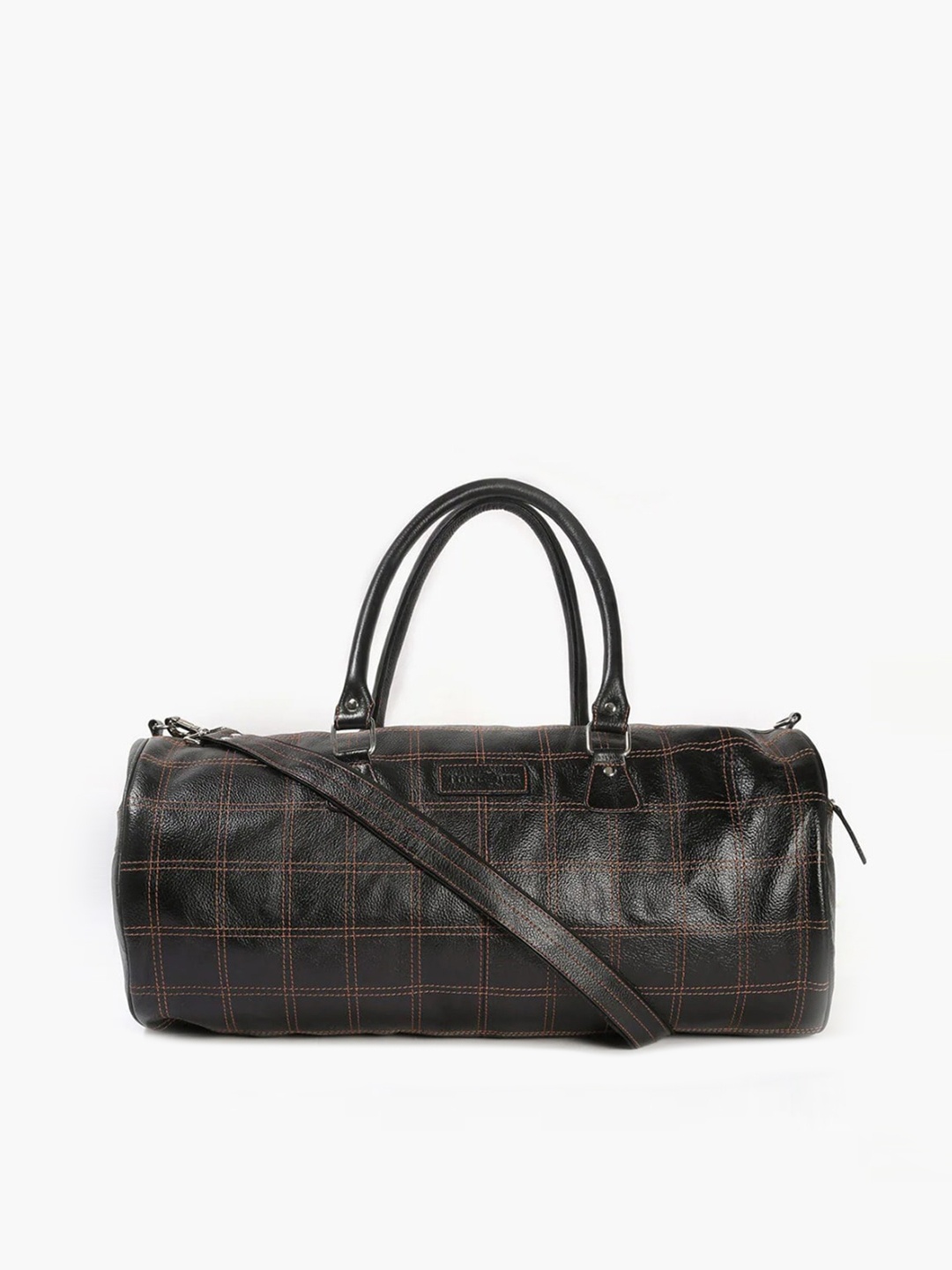 

Tortoise Leather Oversized Shopper Handheld Bag with Quilted, Black