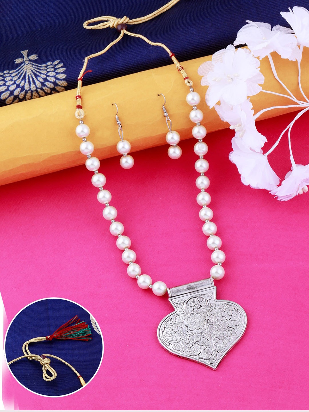 

Silver Shine Silver-Plated Artificial Beads Jewellery Set