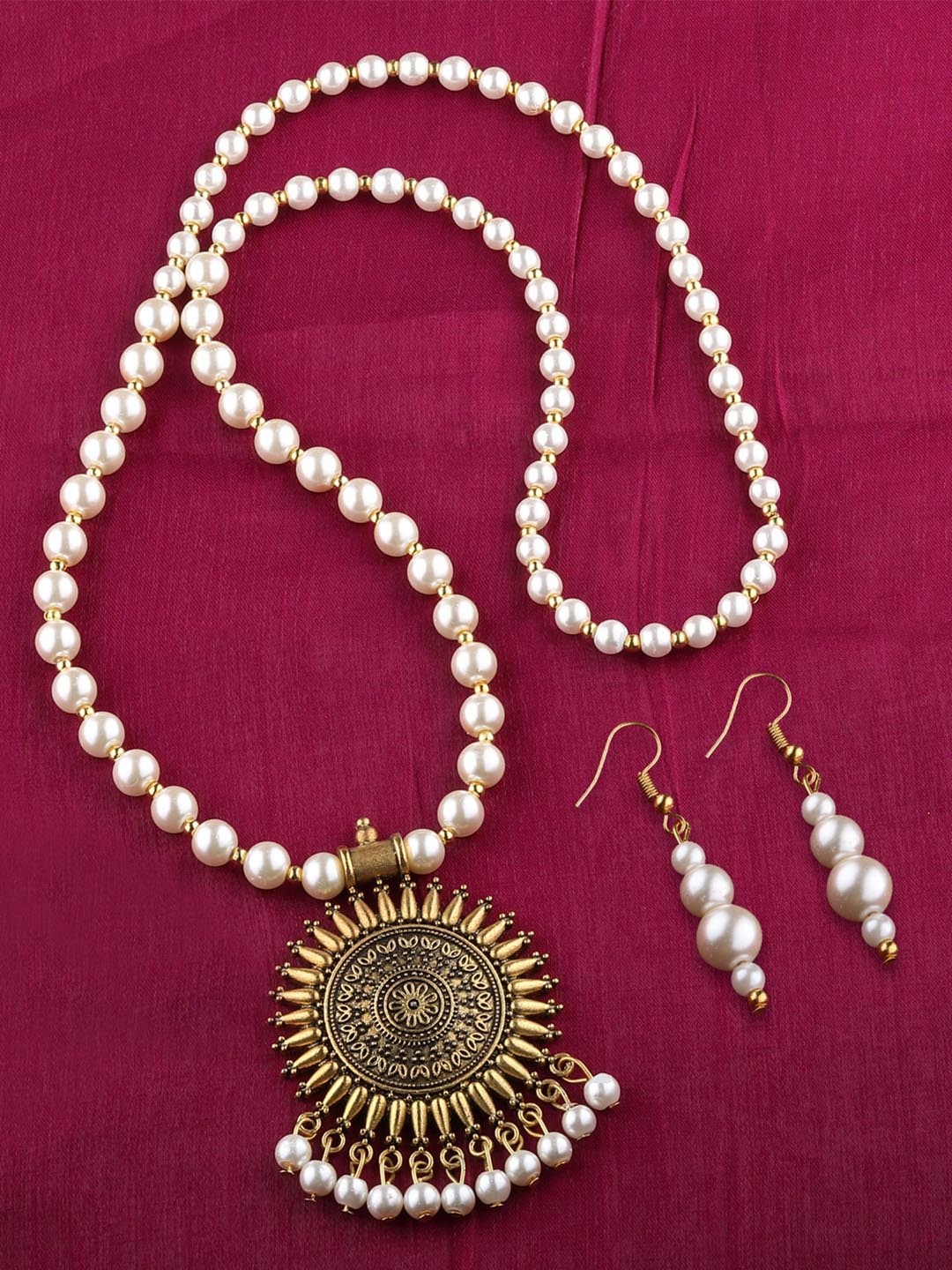

Silver Shine Gold-Plated Beaded Alloy Jewellery Set, White