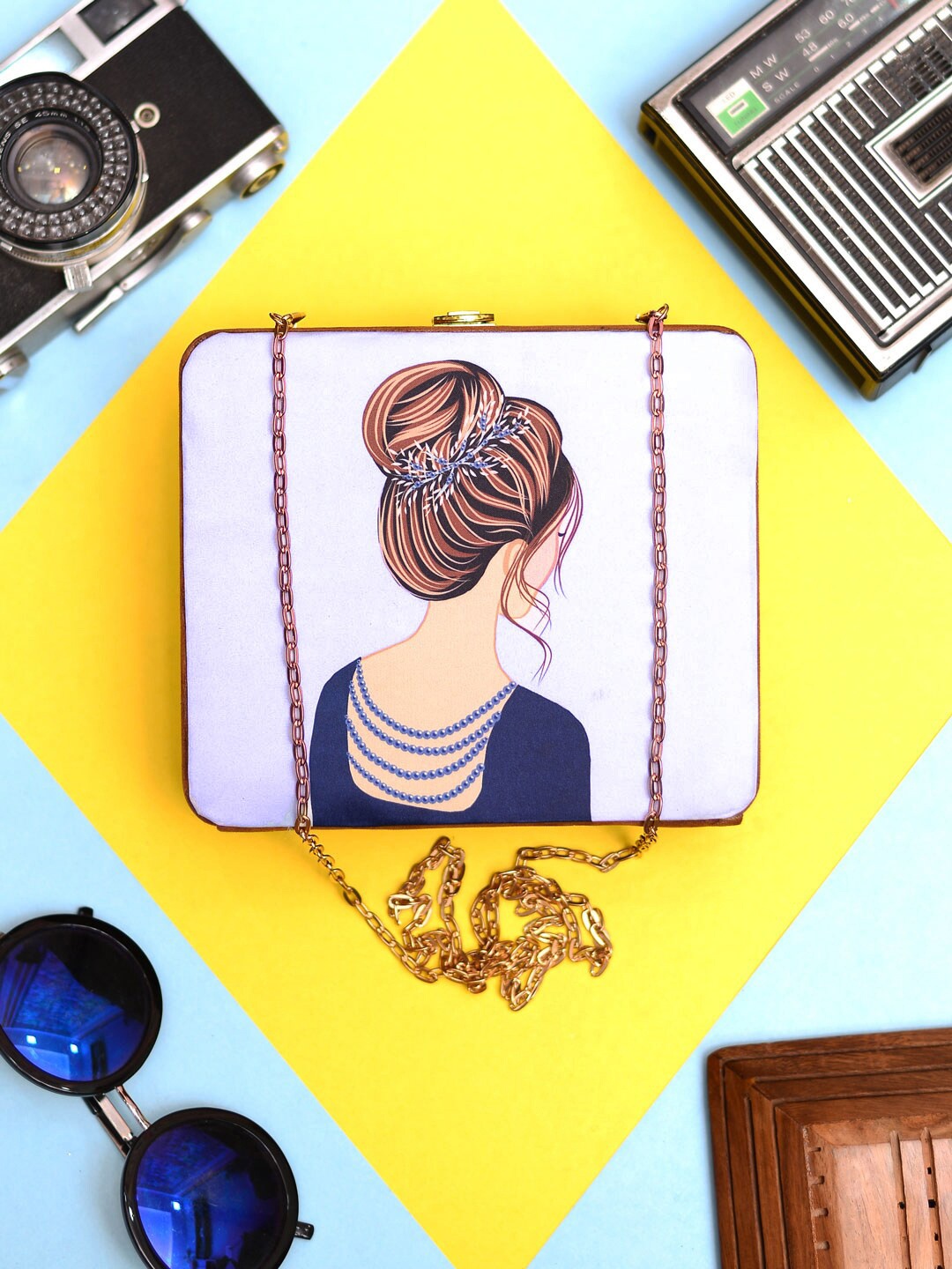 

ARTKLIM Hair Woman Printed MDF Box Clutch, Blue