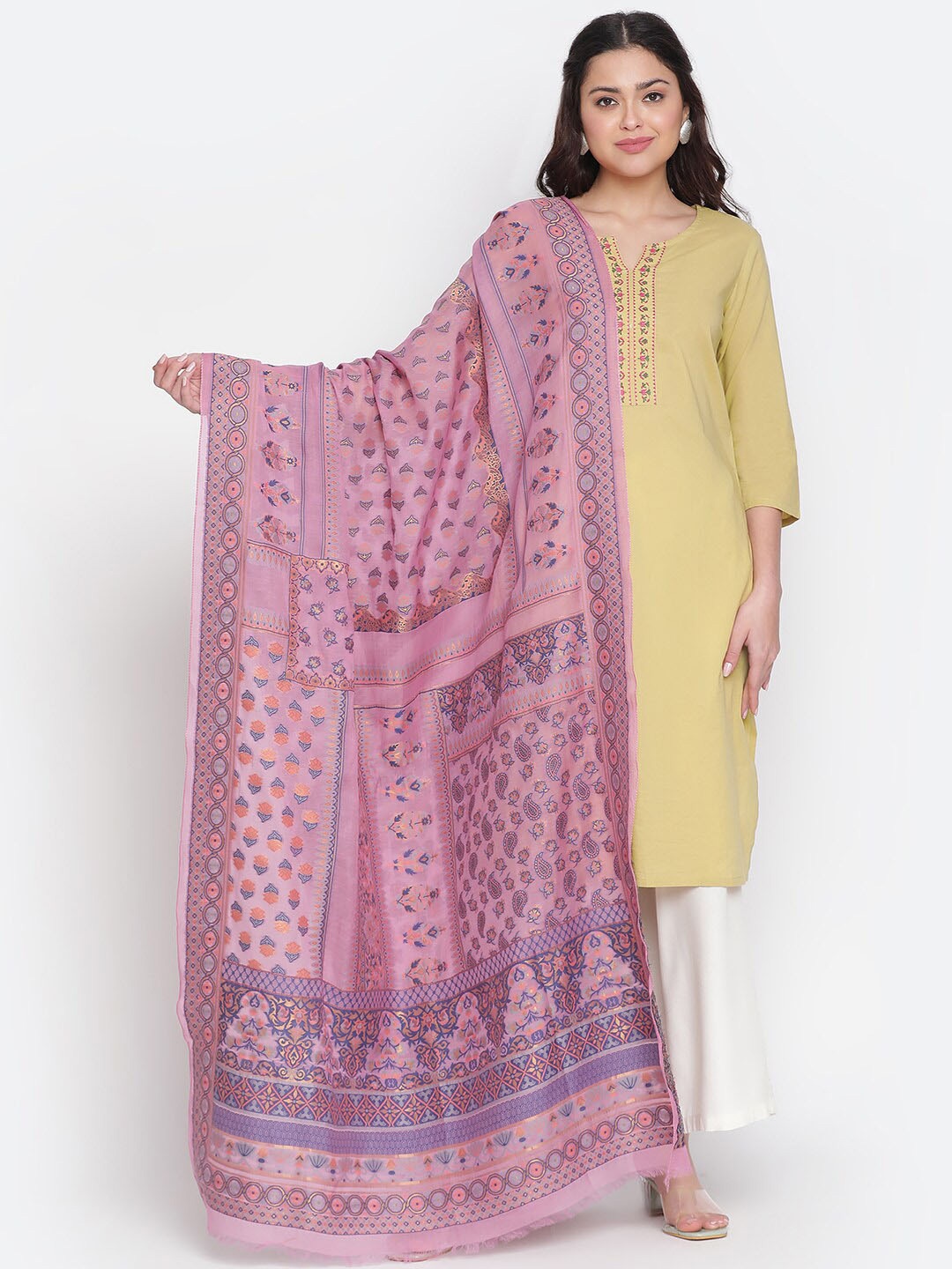 

SHINGORA Paisley Printed Dupatta, Mauve