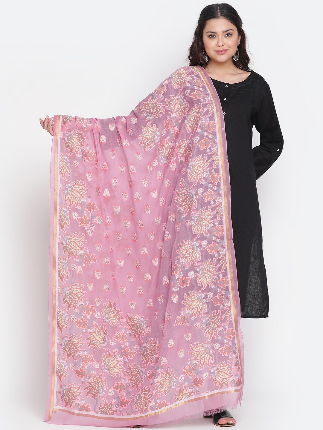 

SHINGORA Ethnic Moifs Printed Dupatta, Mauve