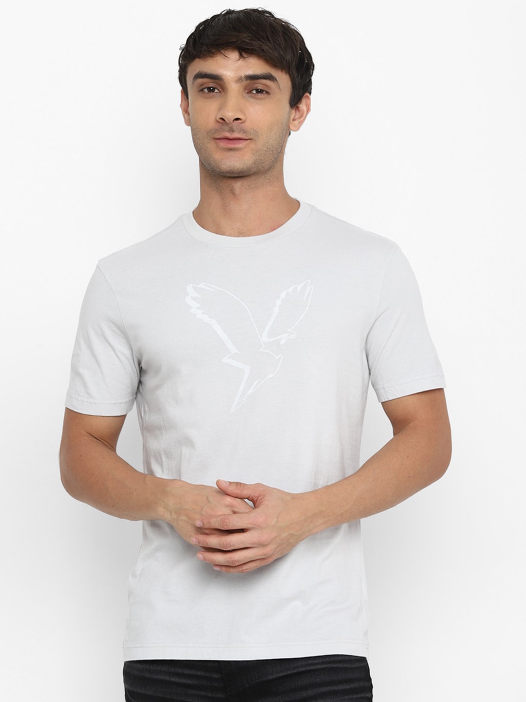 

AMERICAN EAGLE OUTFITTERS Graphic Printed Pure Cotton T-shirt, Grey