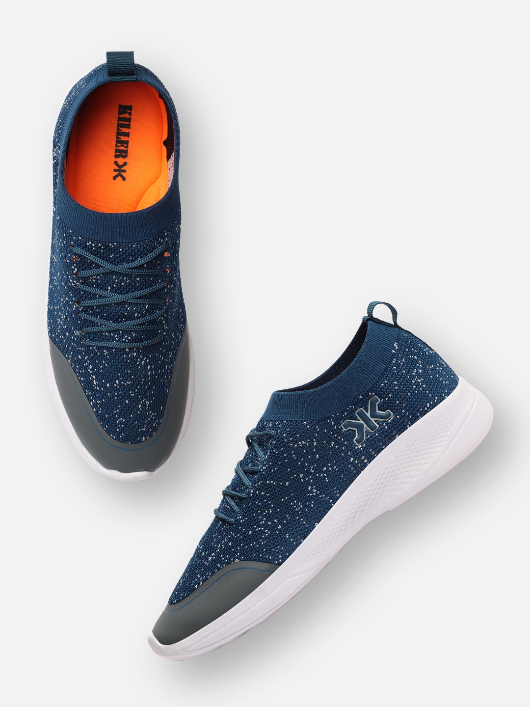 

Killer Men STAR Woven Design Lightweight Comfort Insole Contrast Sole Textile Sneakers, Teal