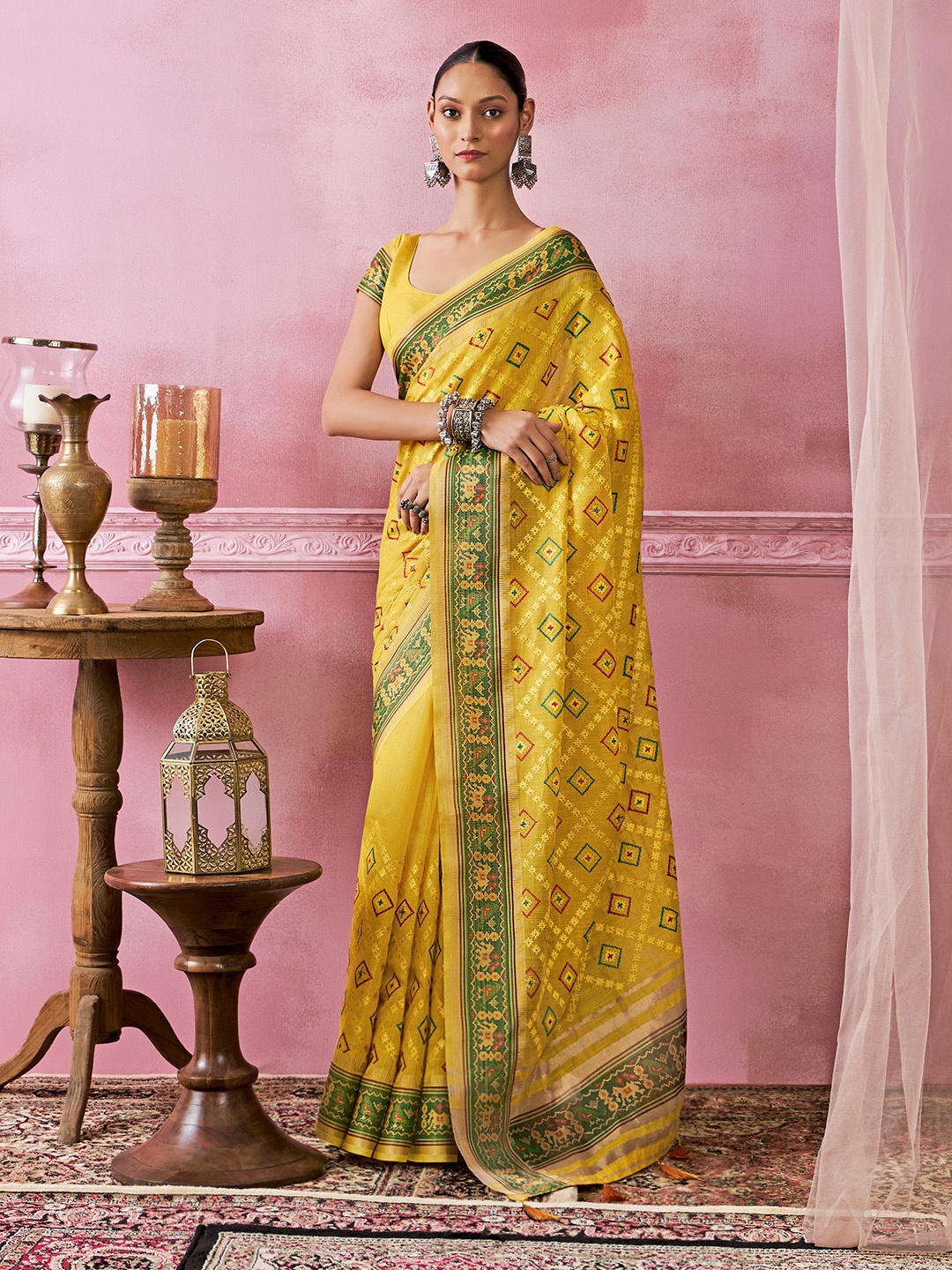 

Soch Ethnic Motifs Printed Saree, Yellow