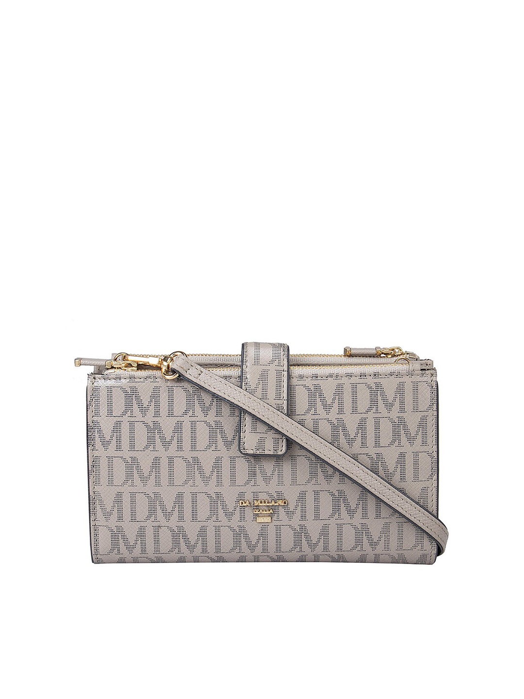 

Da Milano Women Textured Leather Zip Around Wallet, Grey