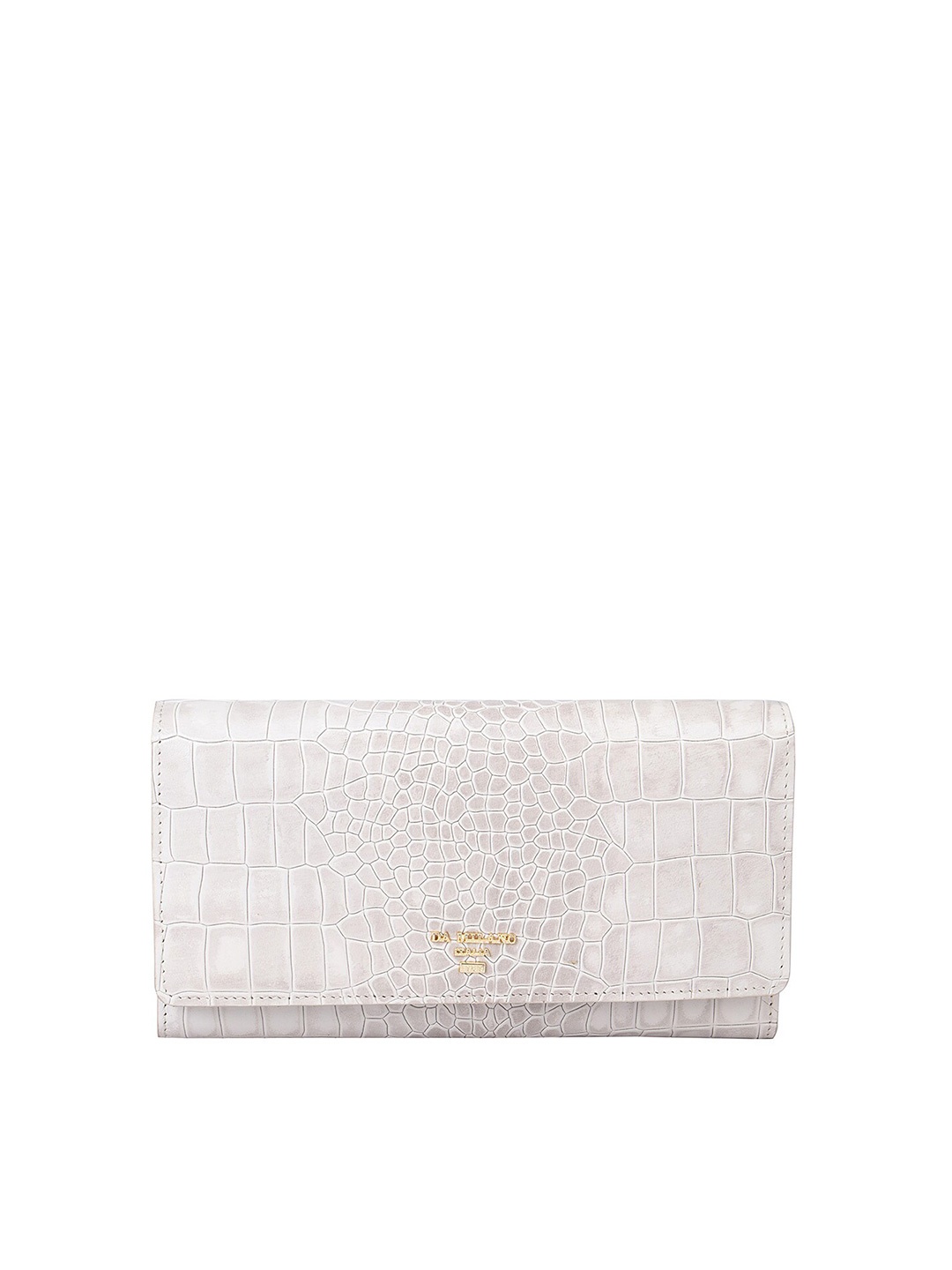 

Da Milano Women Textured Leather Envelope Wallet, Off white