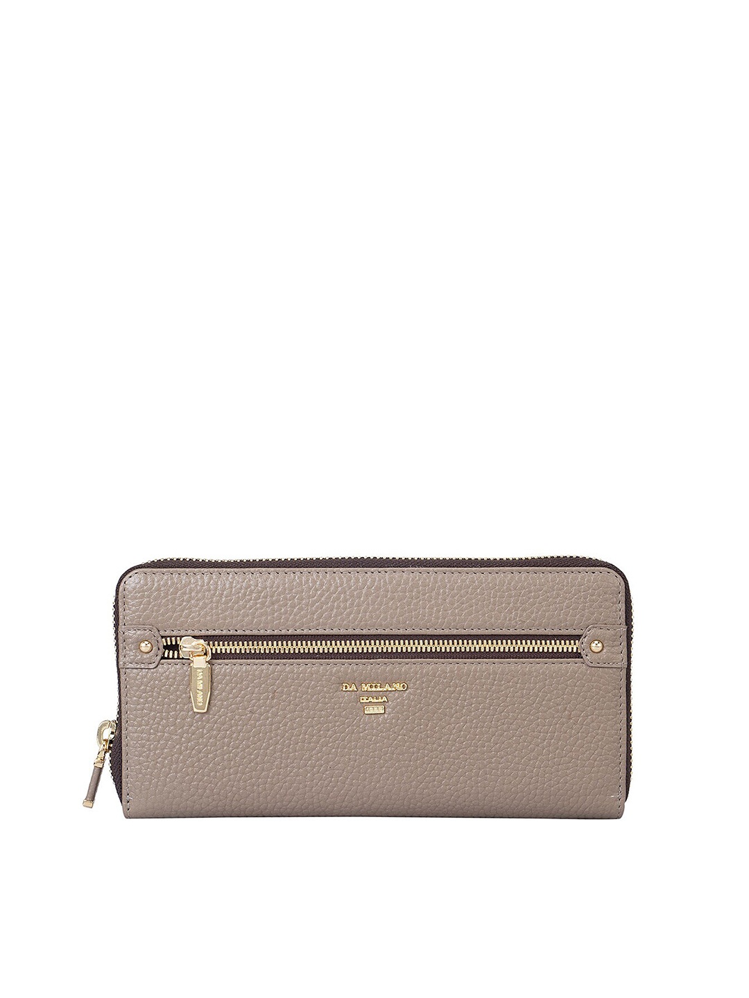 

Da Milano Women Textured Leather Zip Around Wallet, Brown