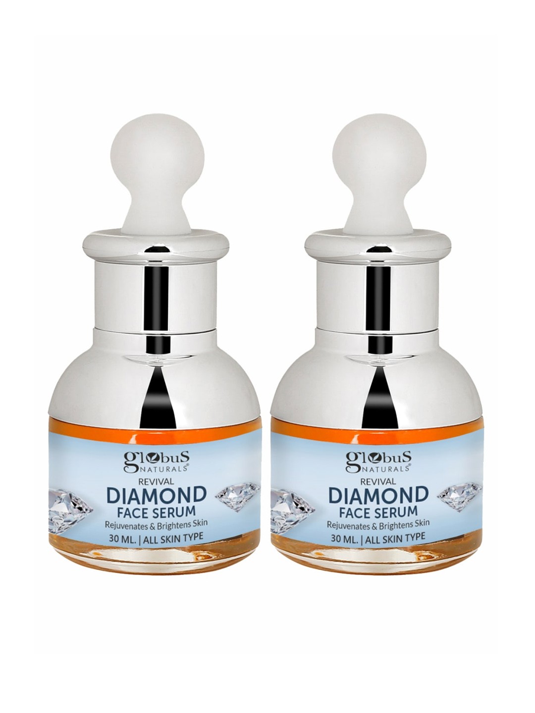 

Globus naturals Revival Set Of 2 Diamond Shine Boosting & Anti Ageing Face Serum - 30ml Each, Blue