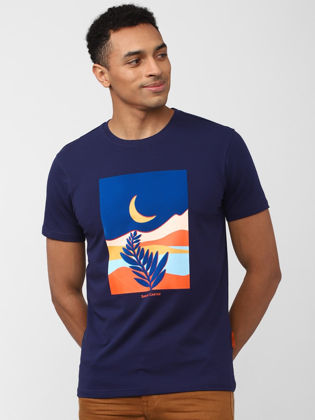 

SIMON CARTER LONDON Graphic Printed Slim Fit T-shirt, Navy blue