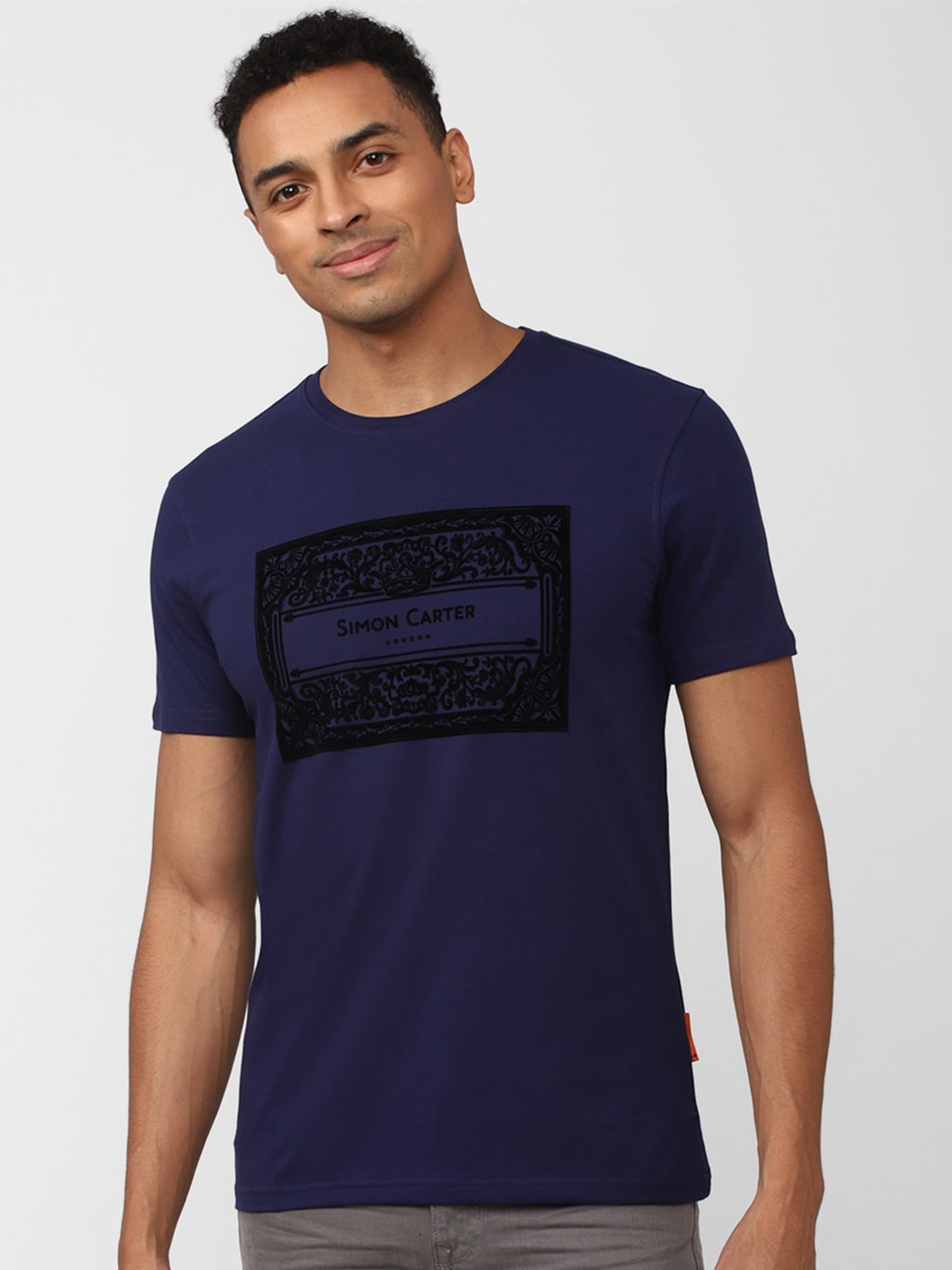 

SIMON CARTER LONDON Typography Printed Slim Fit T-shirt, Navy blue
