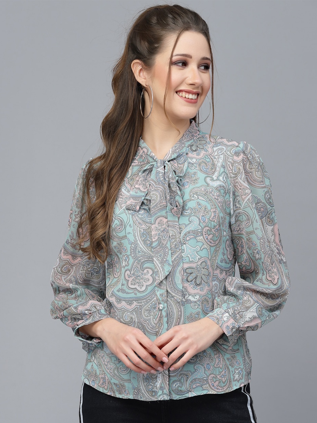 

Mafadeny Ethnic Motifs Printed Casual Shirt, Green