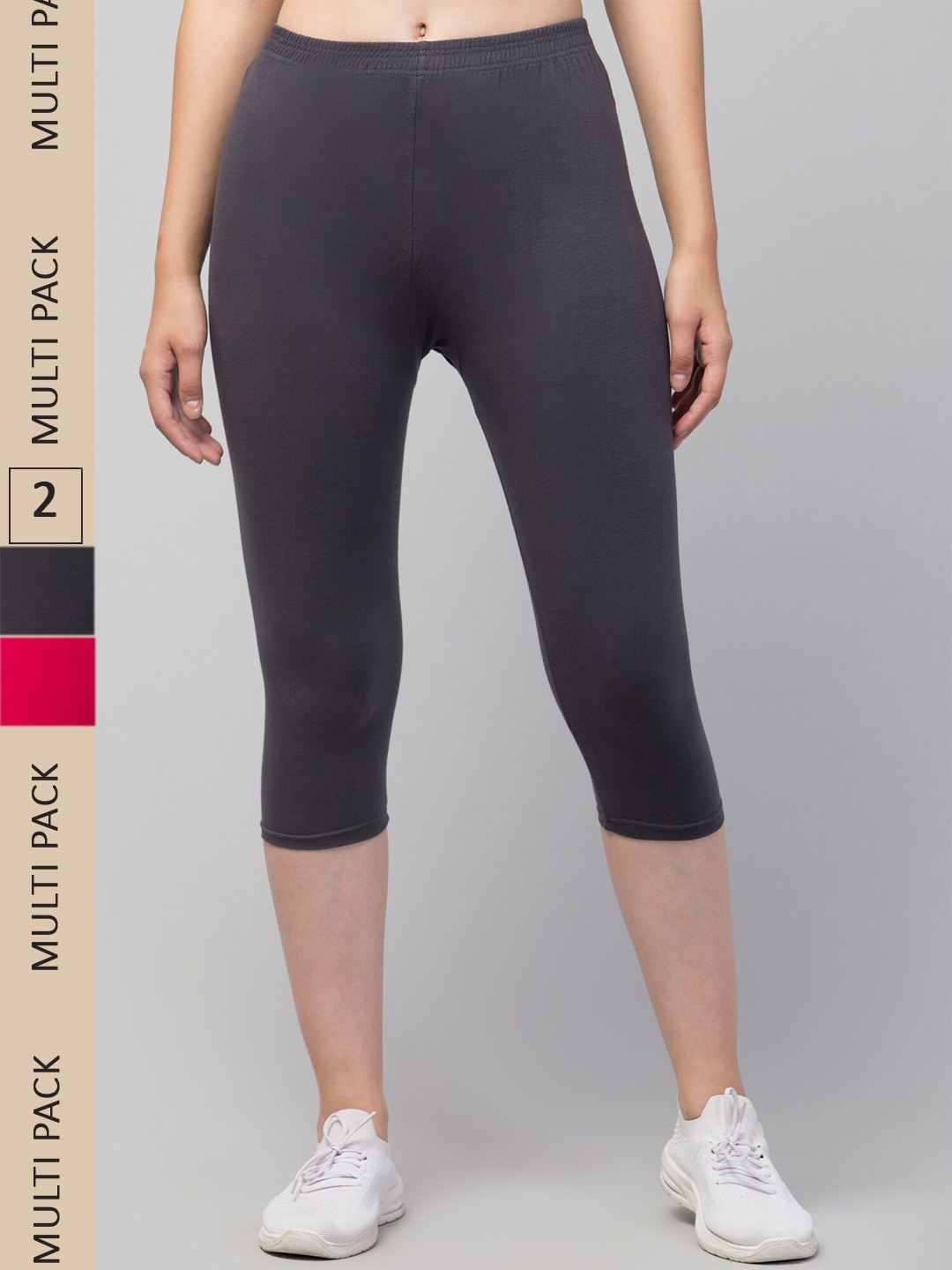 

Apraa & Parma Women Pack of 2 Mid-Rise Skinny Fit Capris, Pink