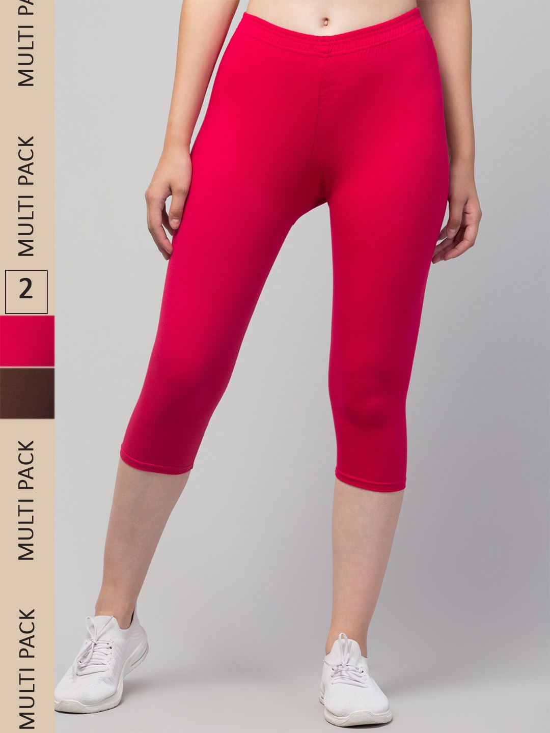 

Apraa & Parma Women Pack of 2 Mid-Rise Skinny Fit Capris, Pink