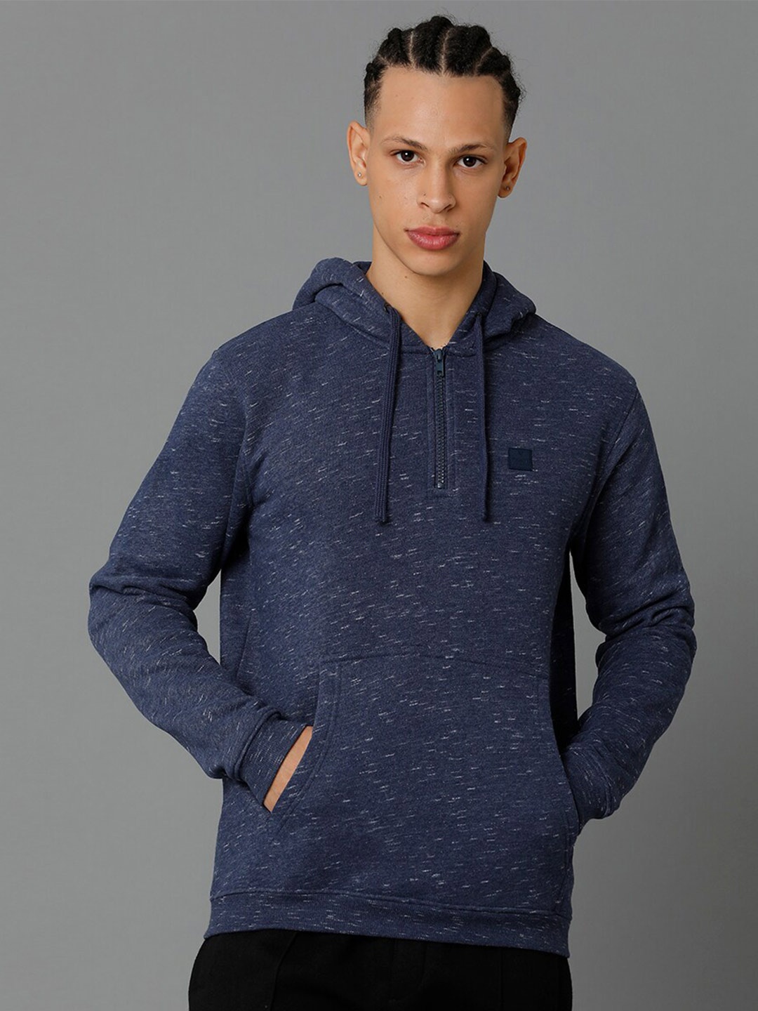 

Voi Jeans Men Hooded Printed Fleece Sweatshirt, Blue