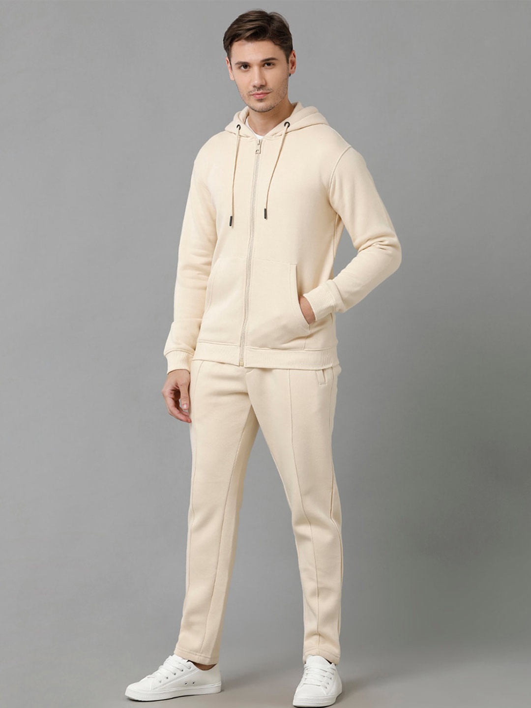 

Voi Jeans Hooded Neck Fleece Sweatshirt, Beige