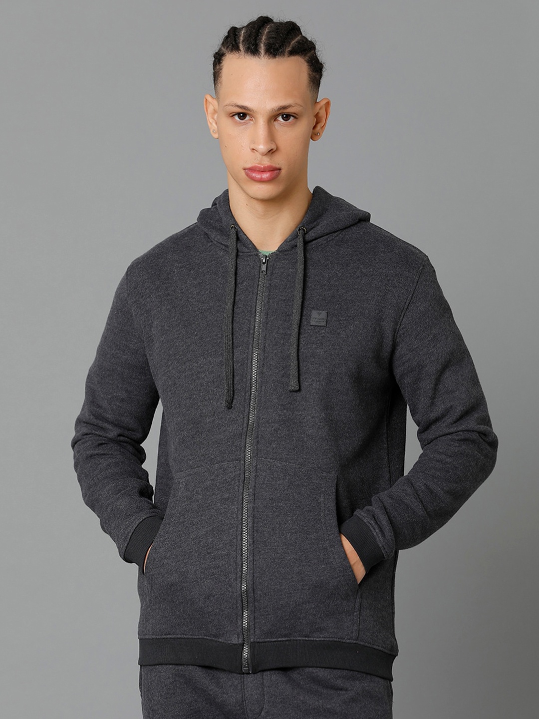 

Voi Jeans Hooded Neck Fleece Sweatshirt, Grey