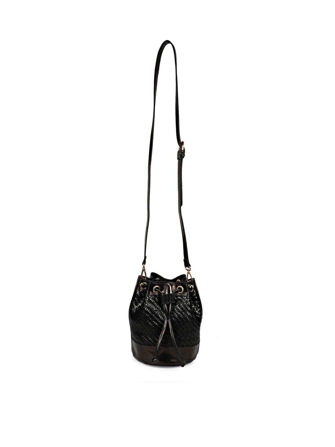 

Saint G Leather Bucket Sling Bag, Black