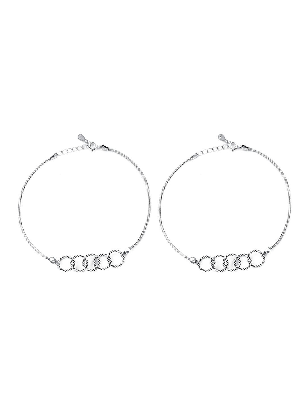 

AKSA Set Of 2 Silver Plated Rings of Rings Anklets