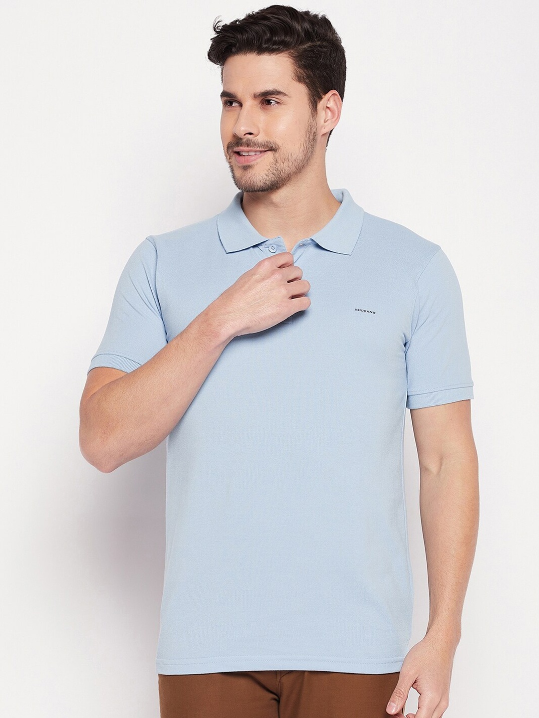 

Okane Polo Collar Cotton T-shirt, Blue