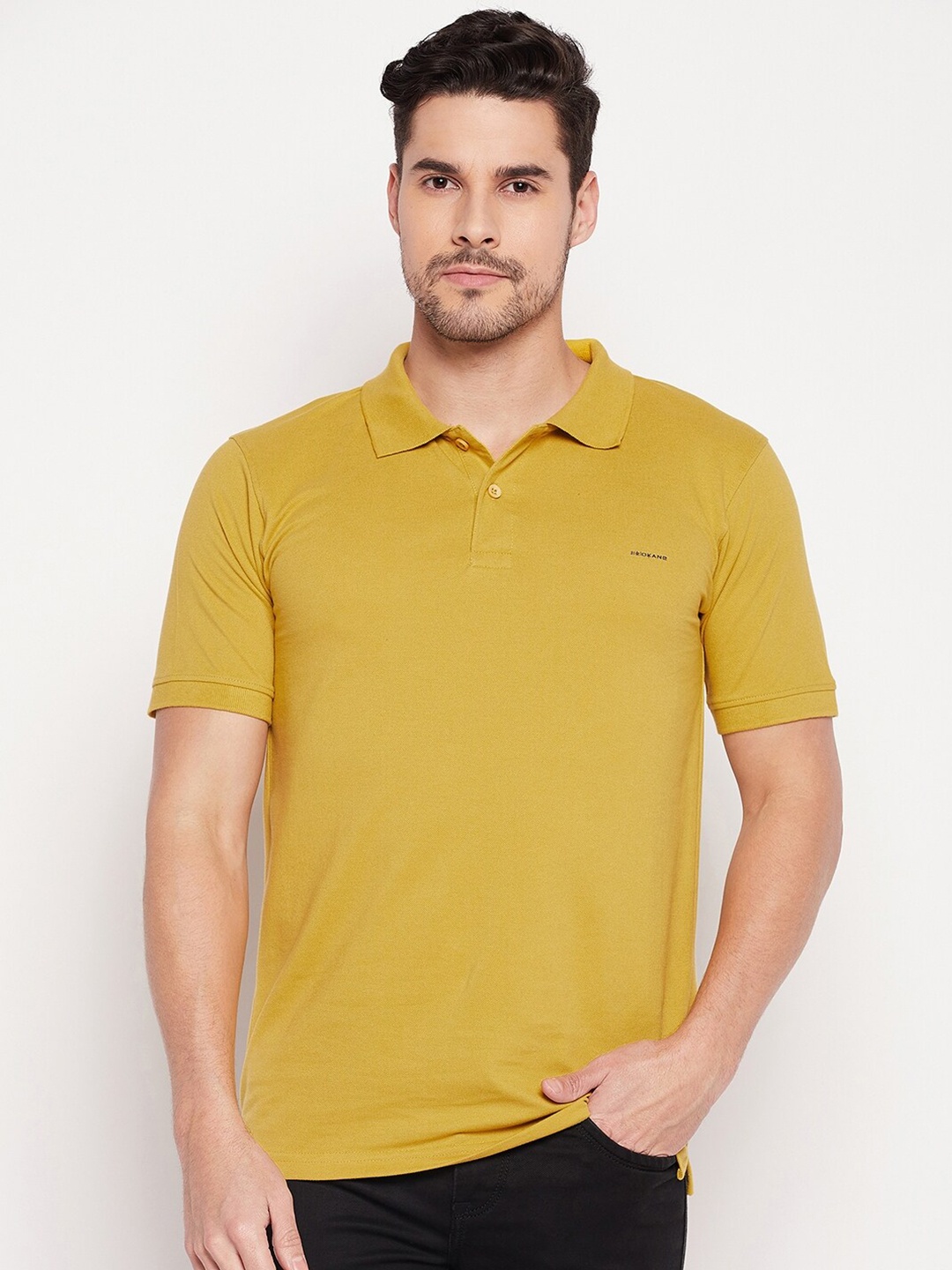 

Okane Polo Collar Cotton T-shirt, Mustard