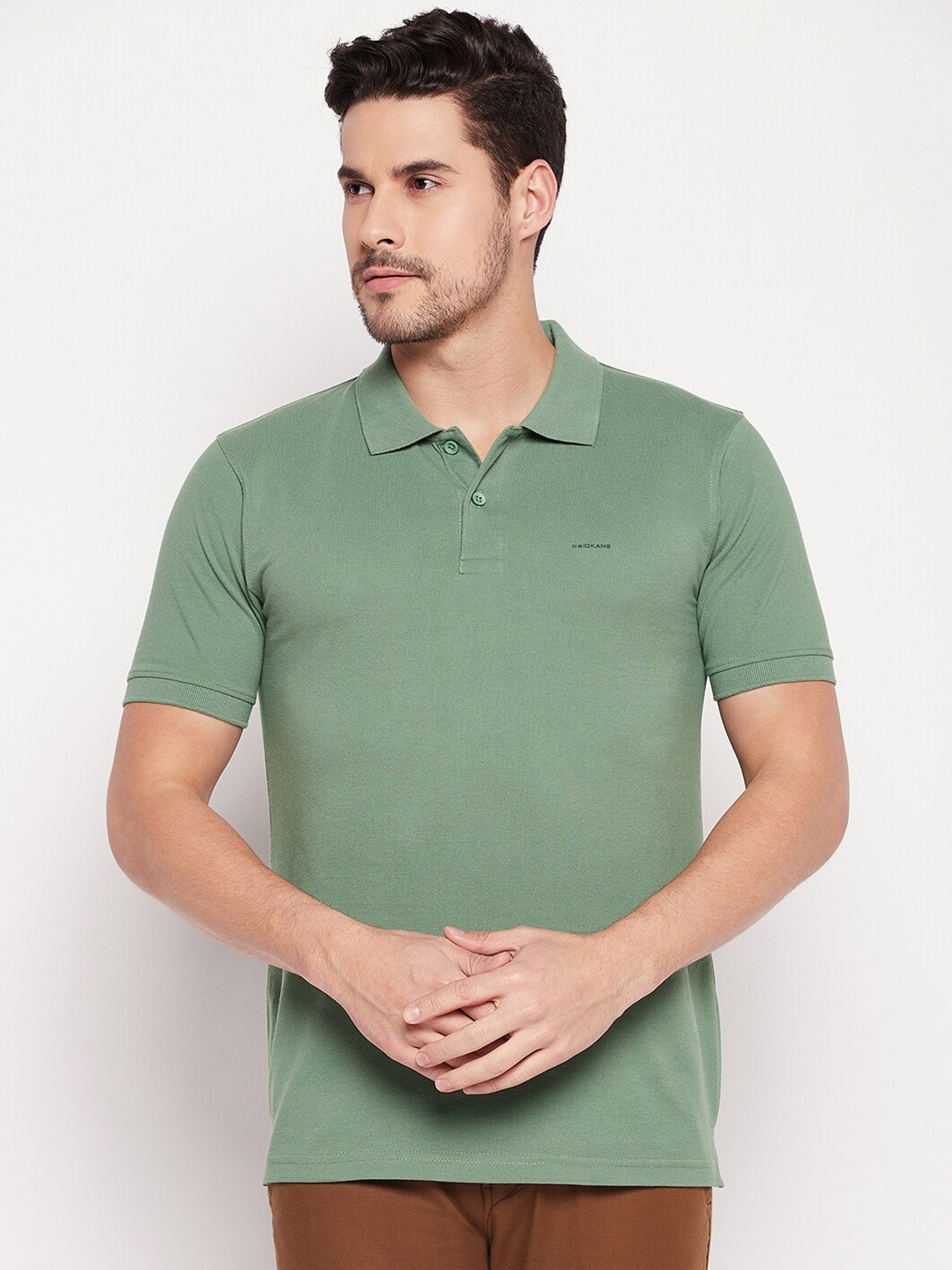 

Okane Polo Collar Cotton T-shirt, Green