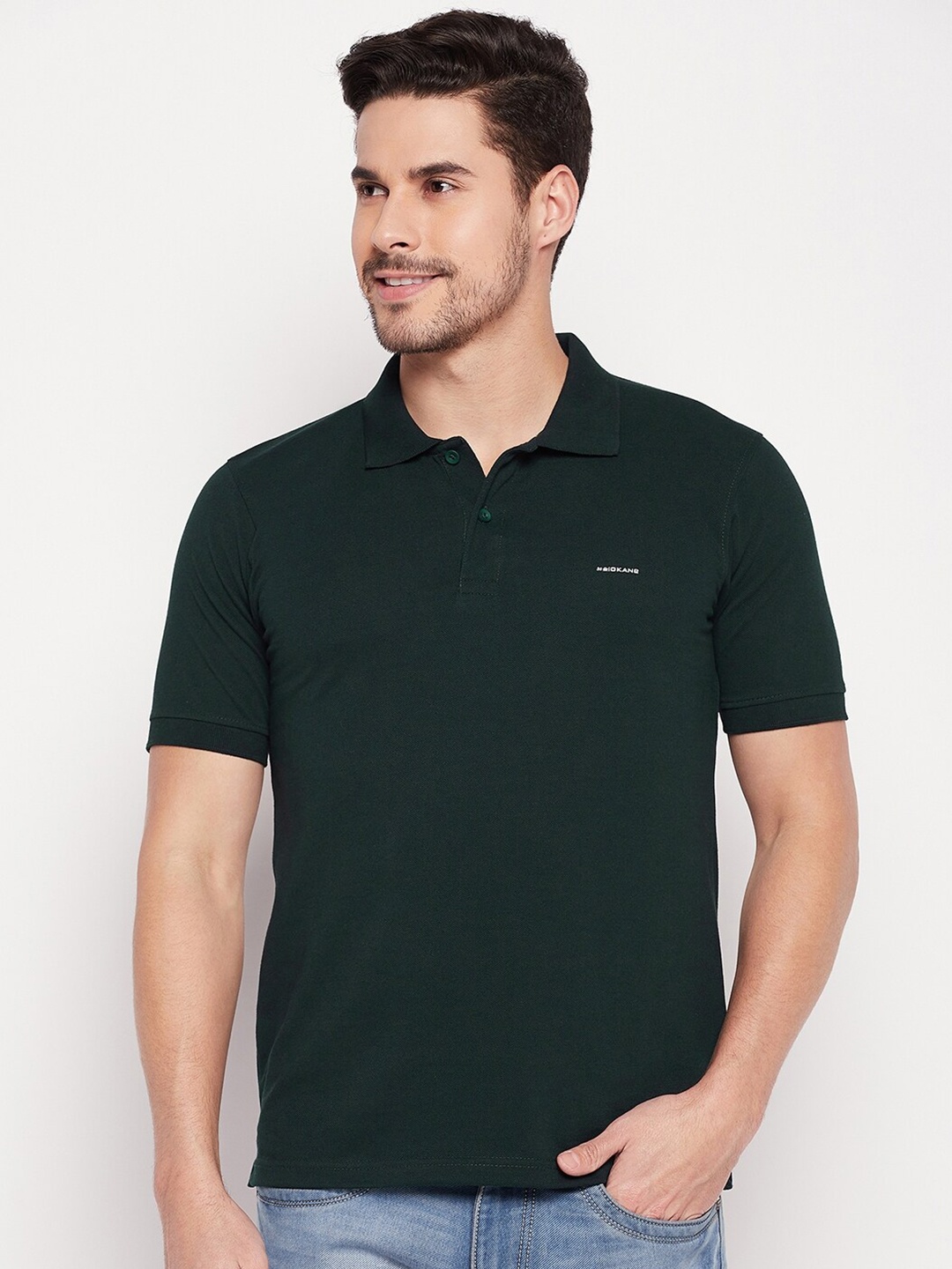 

Okane Polo Collar Cotton T-Shirt, Green