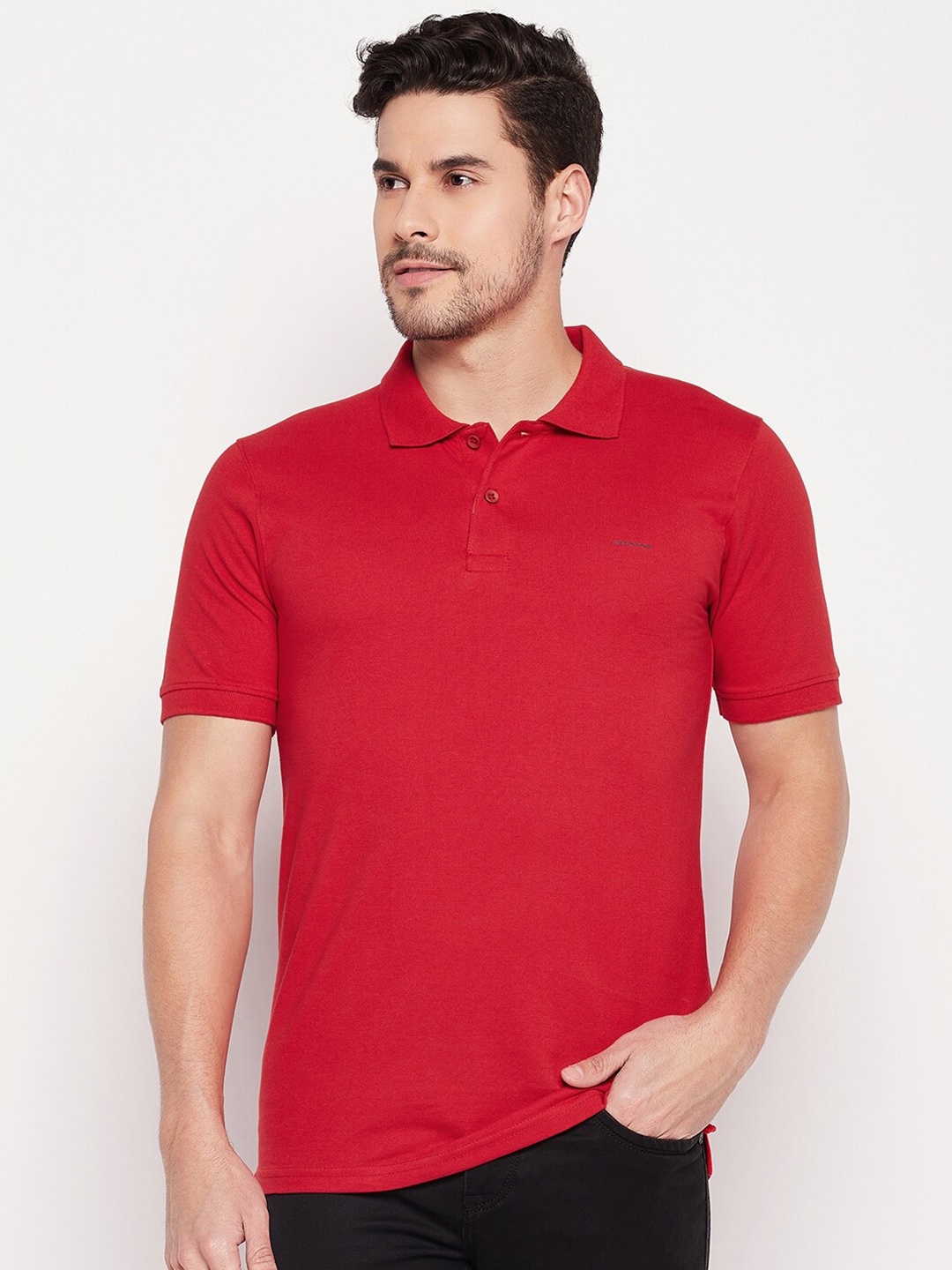 

Okane Polo Collar Cotton T-shirt, Red