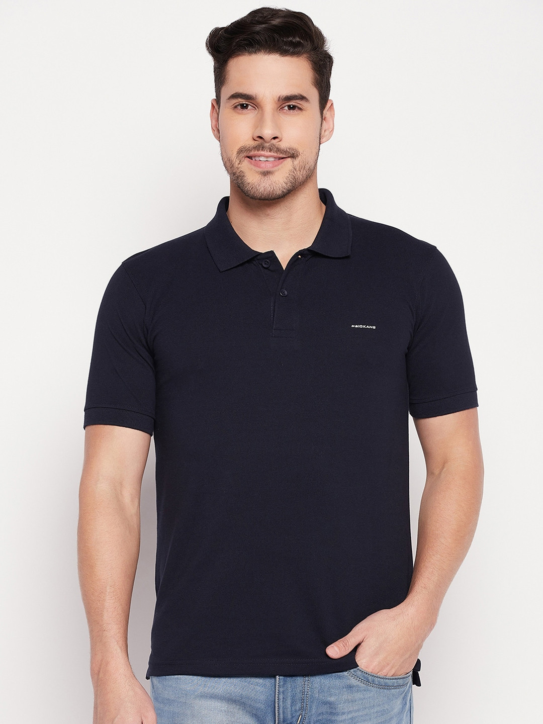 

Okane Polo Collar Cotton T-shirt, Navy blue