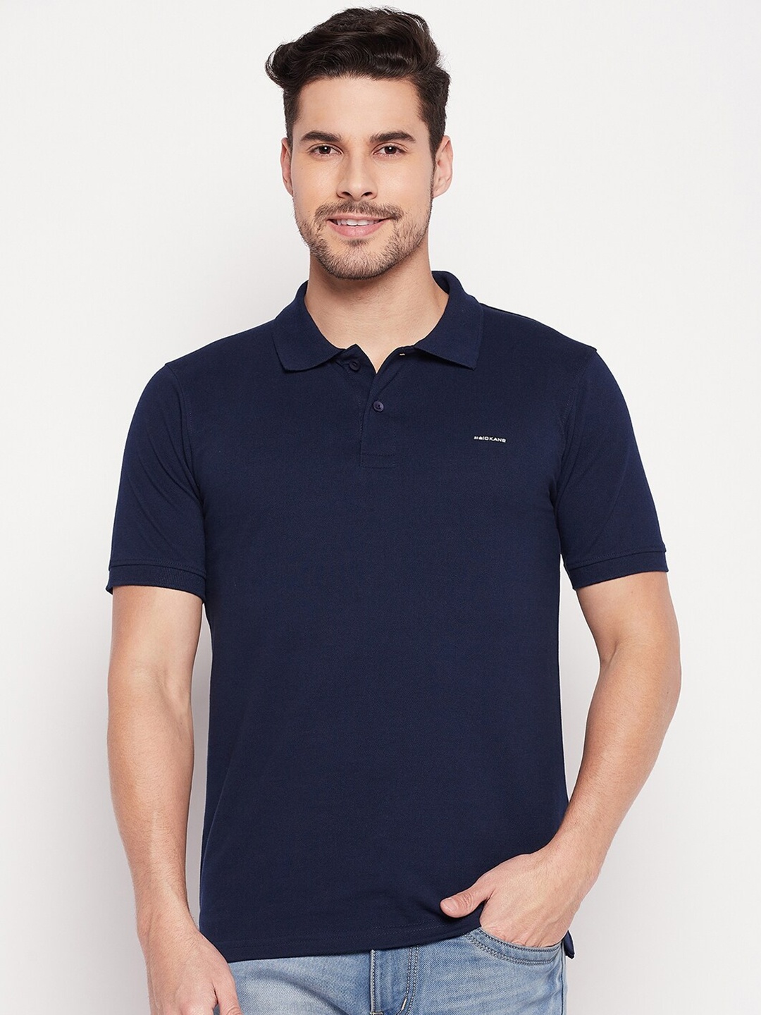 

Okane Polo Collar Cotton T-Shirt, Blue