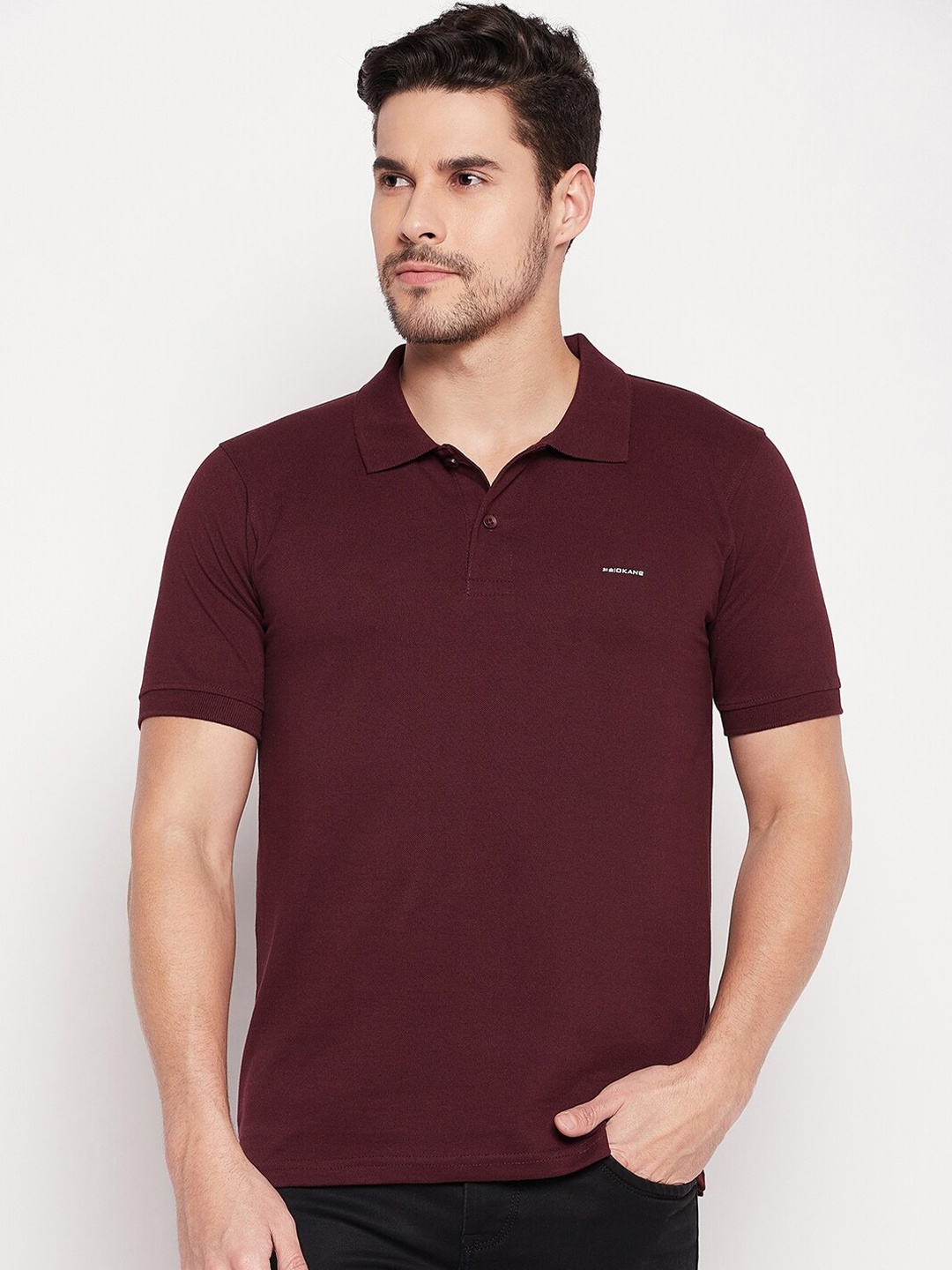 

Okane Polo Collar Cotton T-shirt, Burgundy