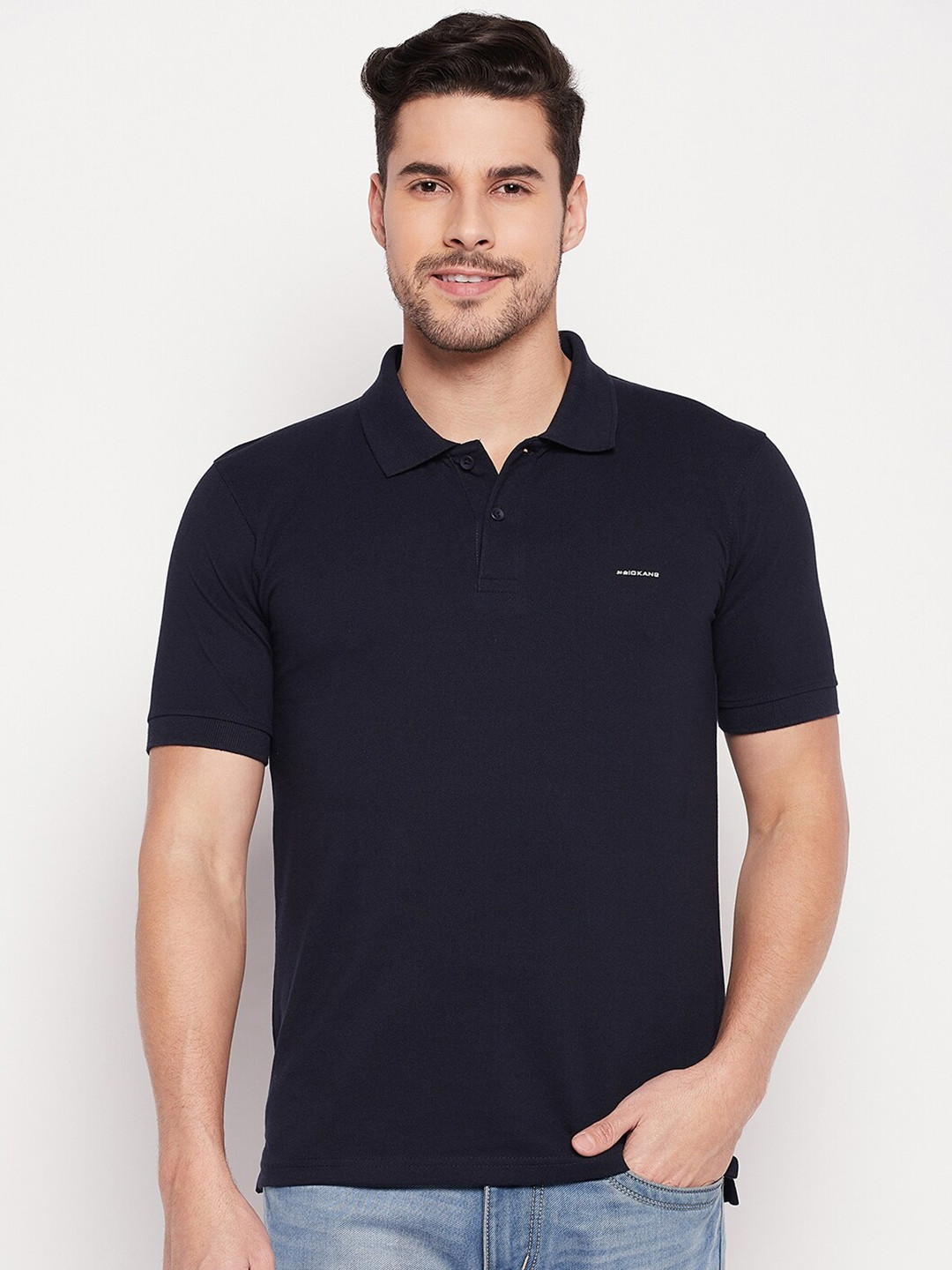 

Okane Polo Collar Short Sleeves Cotton T-shirt, Navy blue