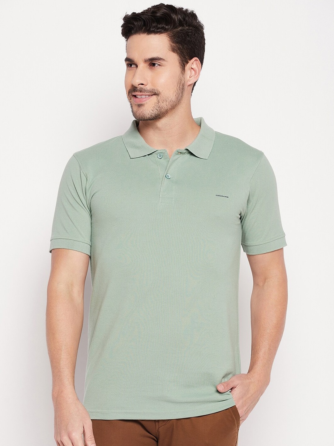 

Okane Polo Collar Short Sleeves Cotton T-shirt, Green