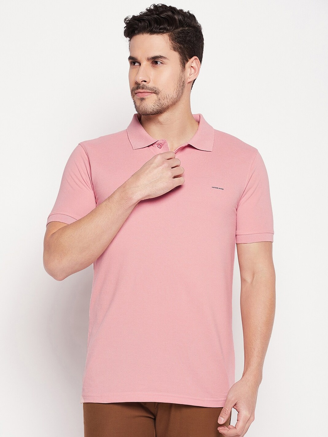 

Okane Polo Collar Short Sleeves Cotton T-shirt, Pink
