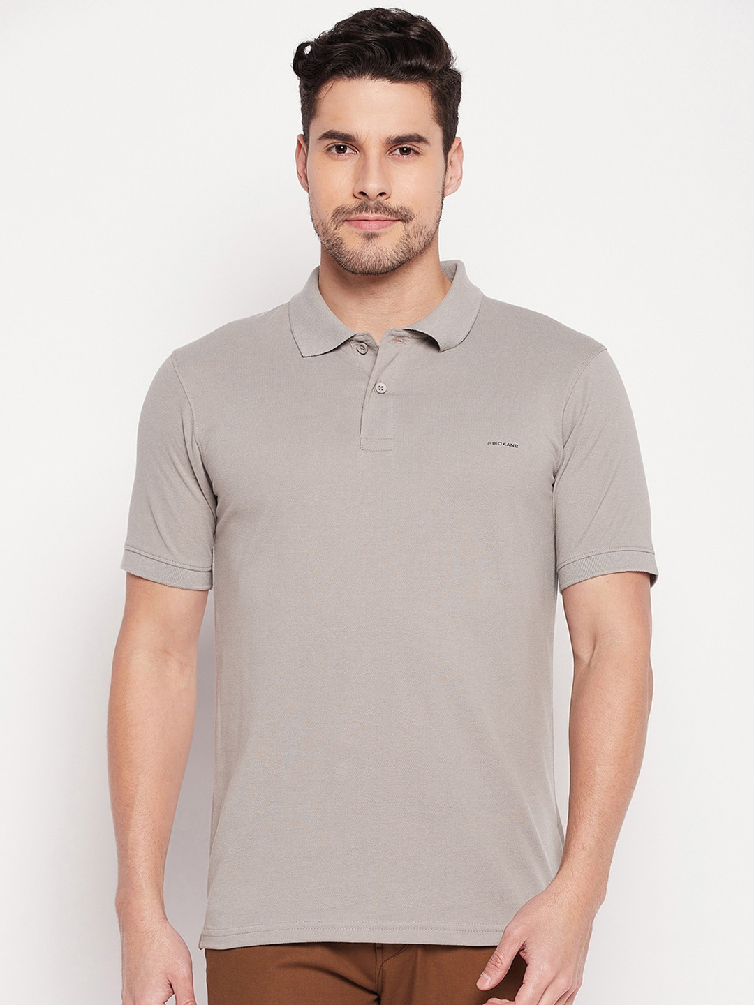 

Okane Polo Collar Short Sleeves Cotton T-shirt, Grey