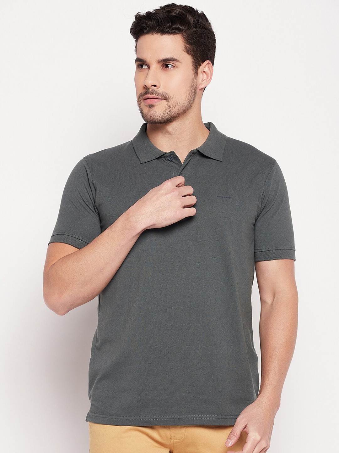 

Okane Polo Collar Regular Fit Cotton T-Shirt, Olive