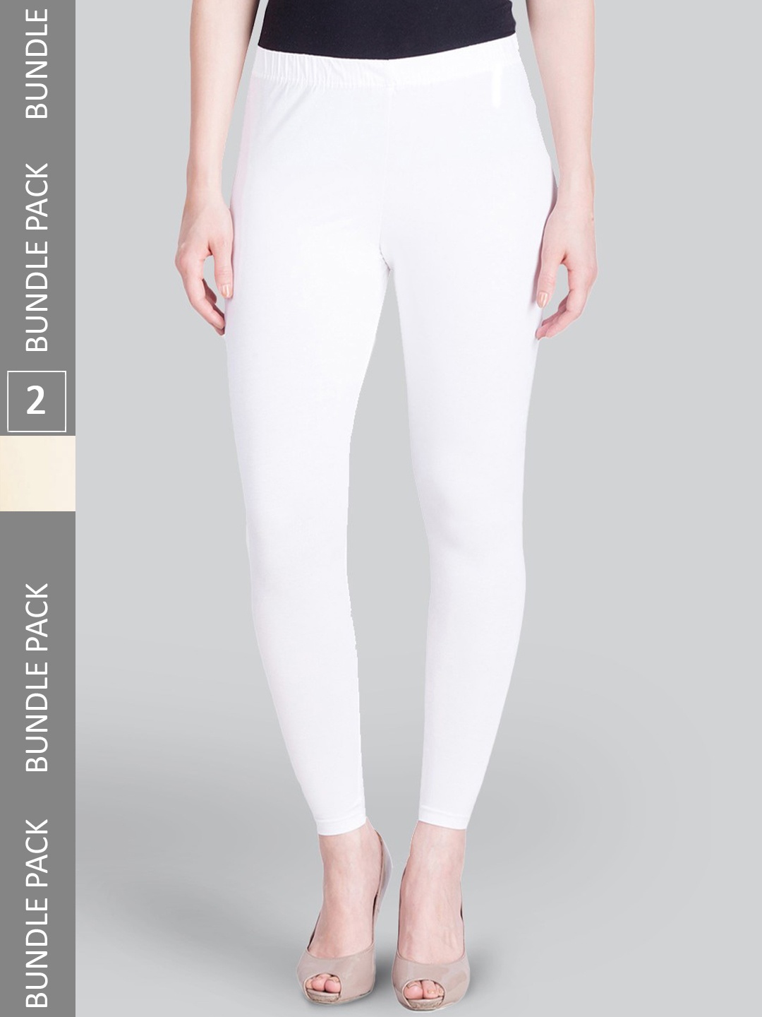 

LYRA Pack Of 2 Mid Rise Ankle-Length Leggings, White